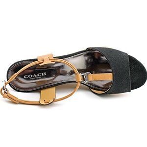 Coach Black and Tan Ankle Strap Sandals
